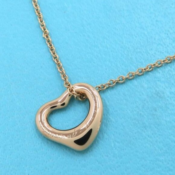 Tiffany & Co. Mini Open Heart Necklace 16" 18K Rose Gold 750 Peretti Auth #2477 - Picture 1 of 7
